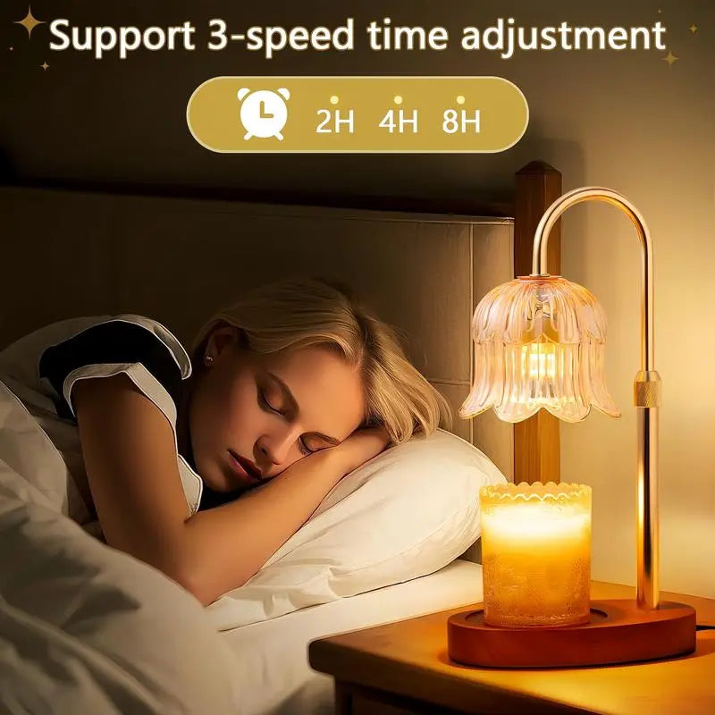 Modern Metal Candle Warmer Lamp with Timer & Brightness Control Adjustable Flameless Safety Cylindrical Decorative for Home Decor & Relaxation Amber-Scented Jar Candle Warmer Lamp