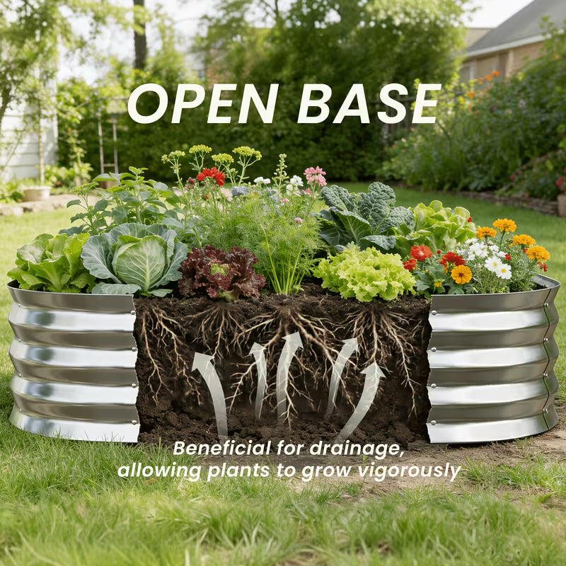 48 in. L x 24 in. W x 12 in. H Galvanized Steel Oval Raised Garden Bed with Open-Bottom Design for Outdoor