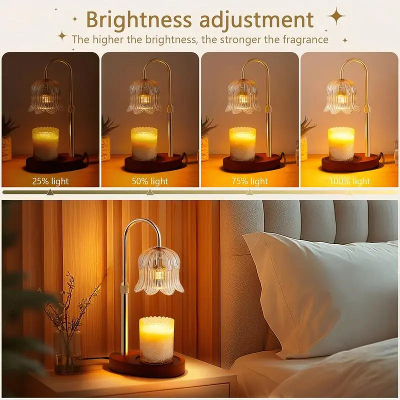 Modern Metal Candle Warmer Lamp with Timer & Brightness Control Adjustable Flameless Safety Cylindrical Decorative for Home Decor & Relaxation Amber-Scented Jar Candle Warmer Lamp