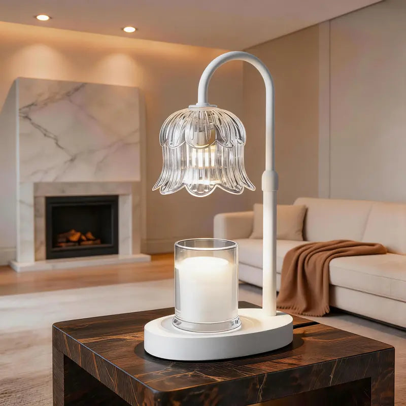 Modern Metal Candle Warmer Lamp with Timer & Brightness Control Adjustable Flameless Safety Cylindrical Decorative for Home Decor & Relaxation Amber-Scented Jar Candle Warmer Lamp