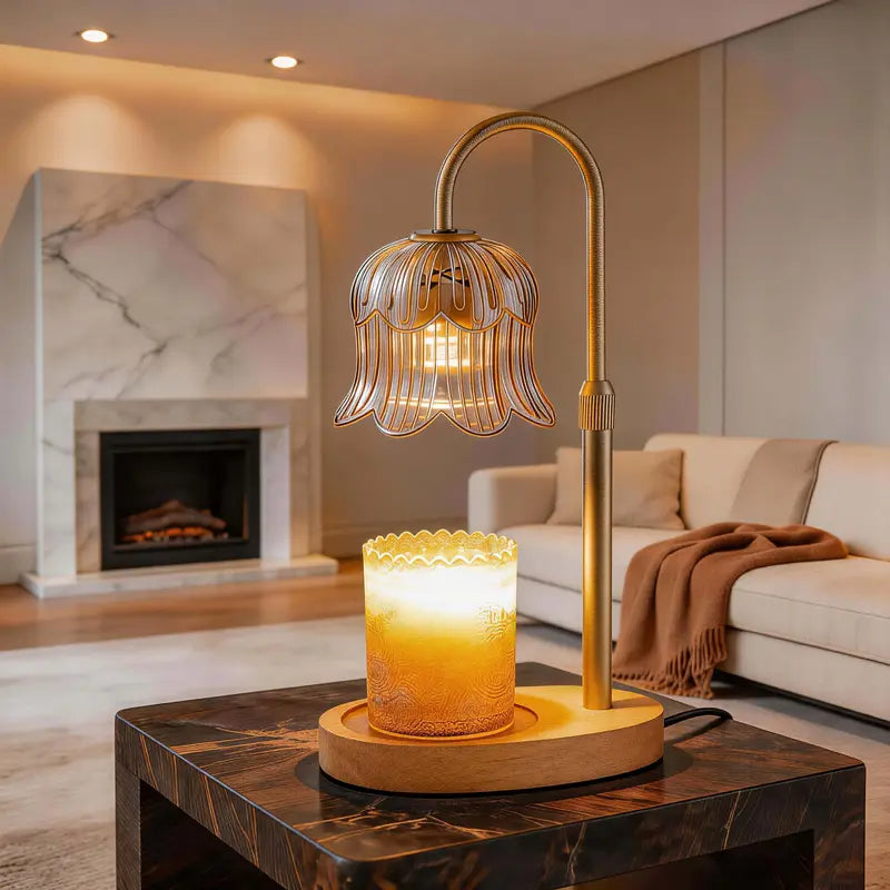 Modern Metal Candle Warmer Lamp with Timer & Brightness Control Adjustable Flameless Safety Cylindrical Decorative for Home Decor & Relaxation Amber-Scented Jar Candle Warmer Lamp