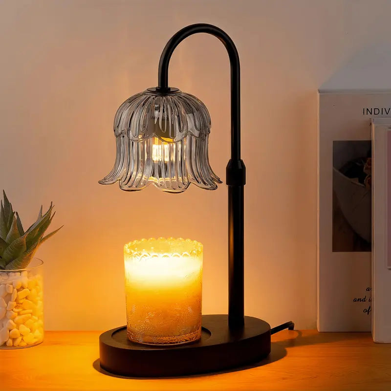 Modern Metal Candle Warmer Lamp with Timer & Brightness Control Adjustable Flameless Safety Cylindrical Decorative for Home Decor & Relaxation Amber-Scented Jar Candle Warmer Lamp