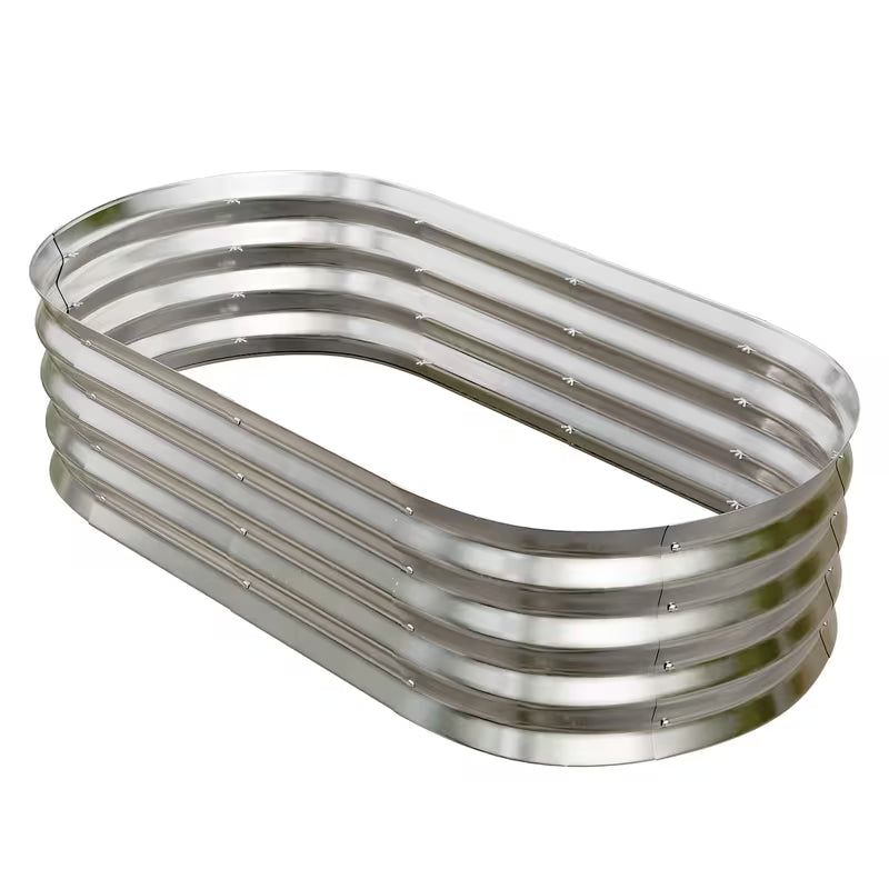 48 in. L x 24 in. W x 12 in. H Galvanized Steel Oval Raised Garden Bed with Open-Bottom Design for Outdoor
