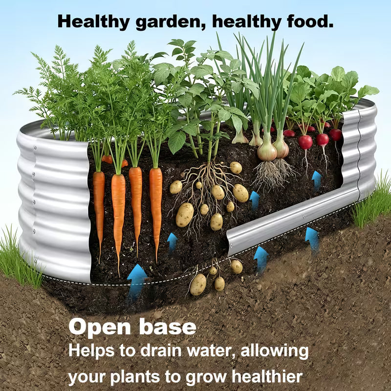 48 in. L x 24 in. W x 12 in. H Galvanized Steel Oval Raised Garden Bed with Open-Bottom Design for Outdoor