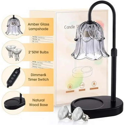Modern Metal Candle Warmer Lamp with Timer & Brightness Control Adjustable Flameless Safety Cylindrical Decorative for Home Decor & Relaxation Amber-Scented Jar Candle Warmer Lamp